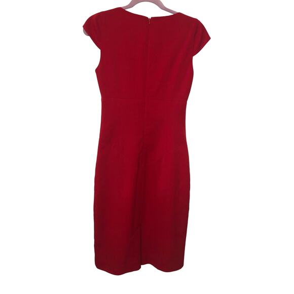 Red Drape Dress Size 2 Gretchen Cowl Neck Black Halo Sheath Classic Sophisticate - Picture 3 of 10